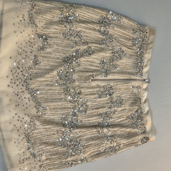 H&M Cream Womans Cream/Silver Sequin About Knee Skirt, NWT Size 8 - Picture 7 of 7